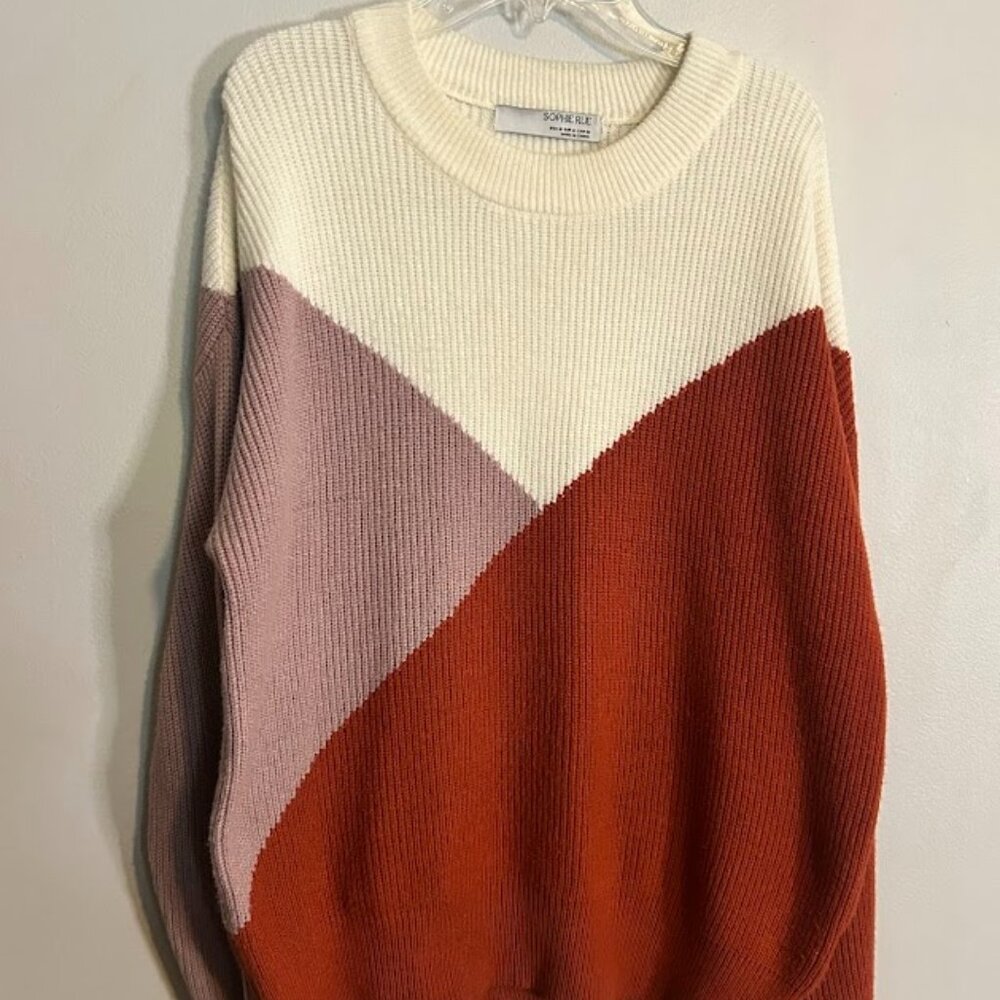 Sophie Rue Women's Oversized Colorblock Ribbed Long Sleeve Sweater‎ Size Medium